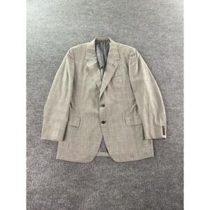Vintage Oxxford Clothes Suit Jacket 48 L Gray Wool Windowpane Plaid Designer